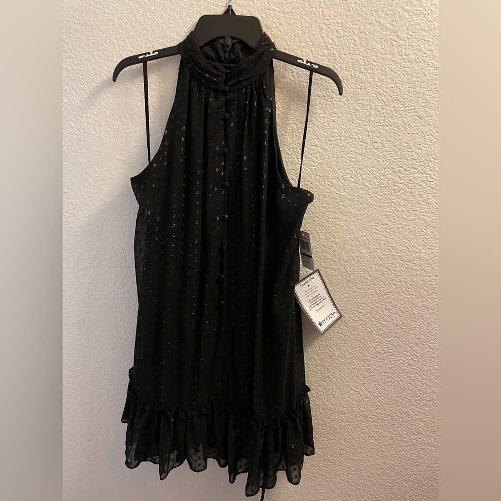 MSK Black Sparkly Polka Dotted Dress